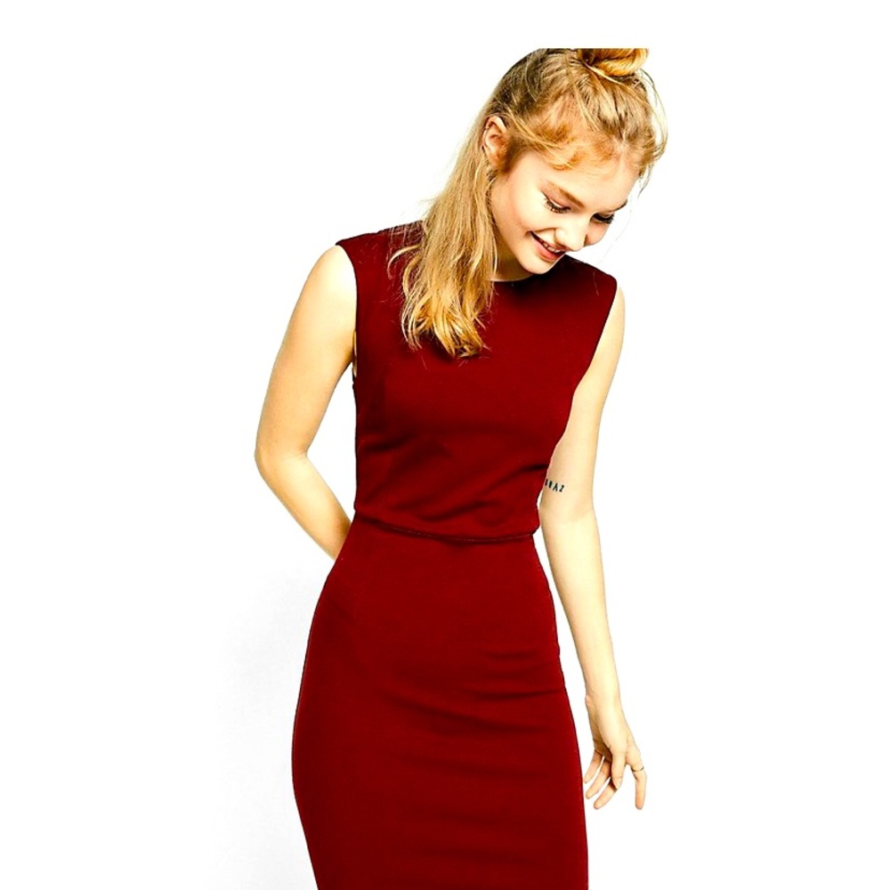 Express - Burgundy MIDI Dress - Size 6